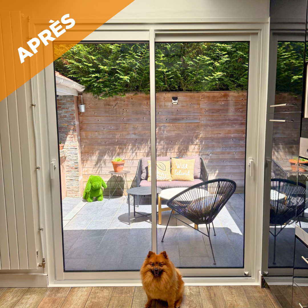 Nouvelle baie coulissante aluminium sur mesure posée par Caséo Arras près de Lens